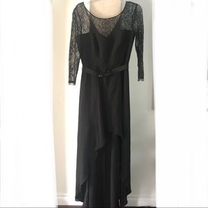 Max & Cleo Elegant Lace Hi Low Evening Gown,Size 6